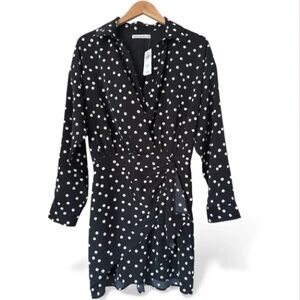 Abercrombie & Fitch Black and White Polka Dot Wrap Dress